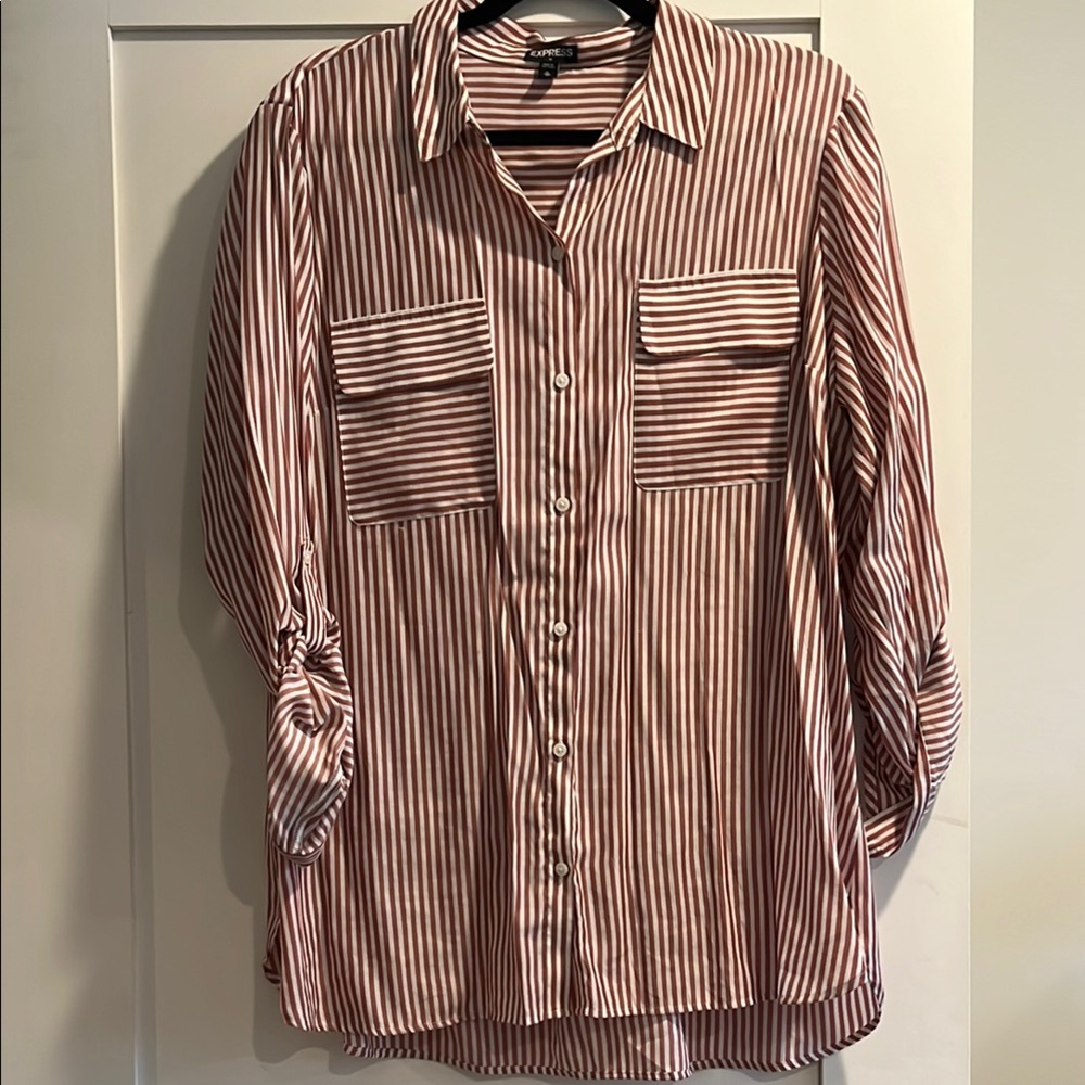 Express Red and White Striped Shirt